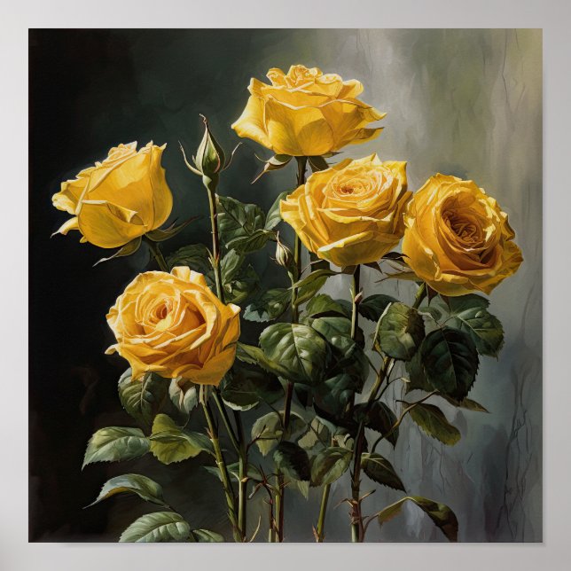 Impressão de Arte Flor de Rosas Amarelas (Frente)