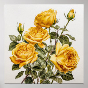 Impressão de Arte Flor de Rosas Amarelas