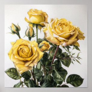 Impressão de Arte Flor de Rosas Amarelas