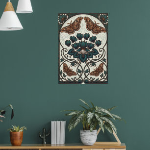Impressão de Arte Floral Botânica Borboleta Art No