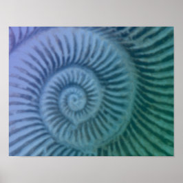 Impressão de Arte Fóssil de Ammonite Espiral Roxo