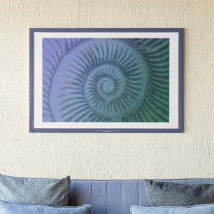 Impressão de Arte Fóssil de Ammonite Espiral Roxo