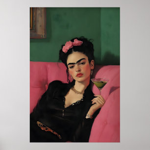 Impressão de Arte Frida Kahlo Martini, Cart Bar Fe