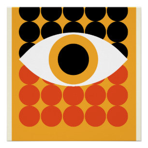Impressão de Arte Geométrica Bauhaus Eye Laranja 1