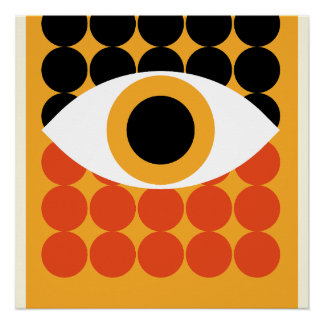 Impressão de Arte Geométrica Bauhaus Eye Laranja 1