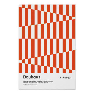 Impressão de Arte Geométrica Bauhaus Laranja Verme