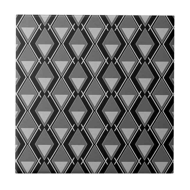 impressão de arte geométrica branca negra (Frente)