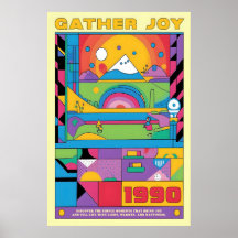Impressão de Arte Geométrica Retro Anos 90 Montanh