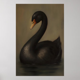 Impressão de Arte Gótica Cisne Negro Dark Academia