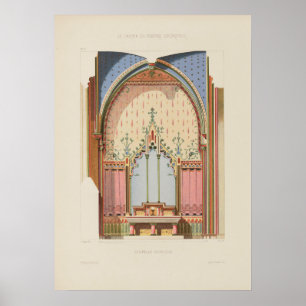 Impressão de arte gótica da Capela Desaint de 1910