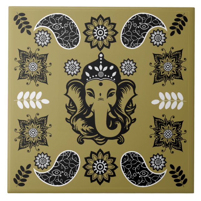 Impressão de Arte Hindu com Tema Ganesha (Frente)