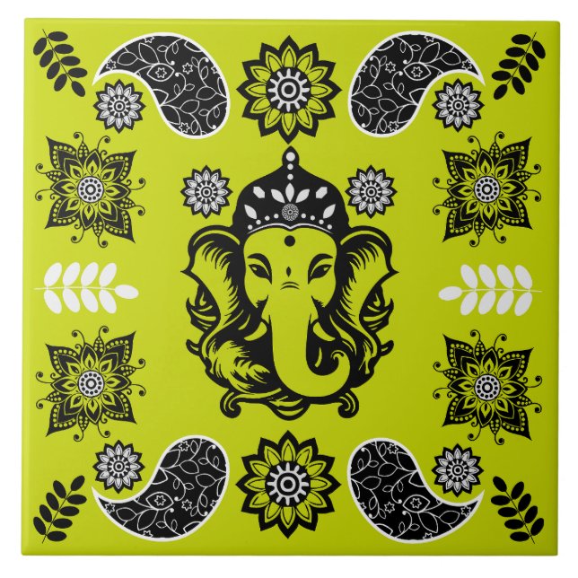 Impressão de Arte Hindu com Tema Ganesha (Frente)