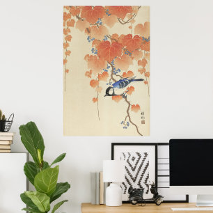Impressão de Arte Japonesa de Pássaros Vintage Oha