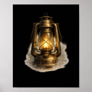 Impressão de Arte Lanterna Querosene Vintage Glow