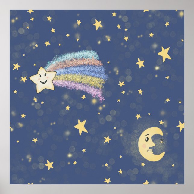 Impressão de Arte Lua e Estrelas Sono Doce (Frente)