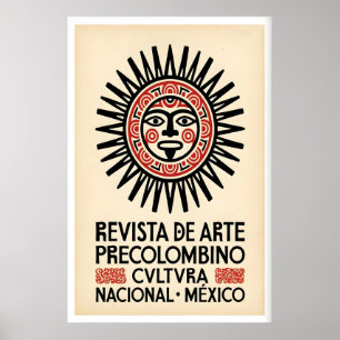 Impressão de Arte Mexicana Máscara Solar Pré-Colom