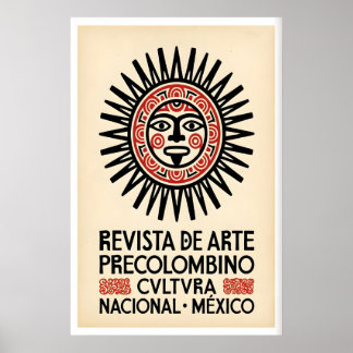 Impressão de Arte Mexicana Máscara Solar Pré-Colom