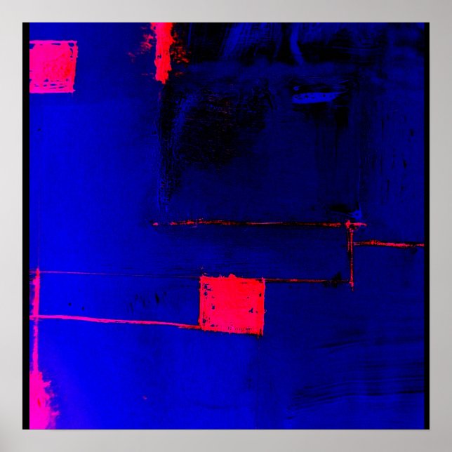 Impressão de Arte Moderna abstrato Azul Poster Ver (Frente)