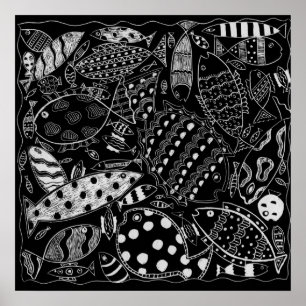 Impressão De Arte Moderna De Preto E Branco, Padr