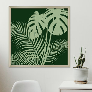 Impressão de Arte Moderna Verde Escura das Folhas
