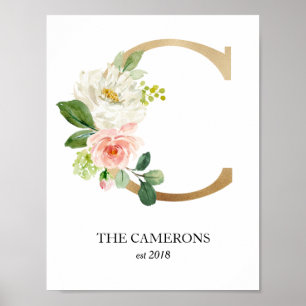 Impressão de Arte Monograma, Letra C, Casamento, B