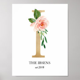 Impressão de Arte Monograma, Letra I, Casamento, B