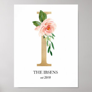 Impressão de Arte Monograma, Letra I, Casamento, E