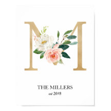 Impressão de Arte Monograma, Letra M, Casamento, B