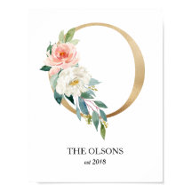 Impressão de Arte Monograma, Letra O, Casamento, B