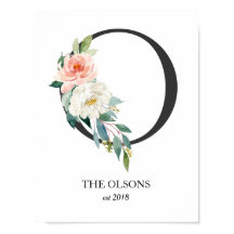 Impressão de Arte Monograma, Letra O, Casamento, E