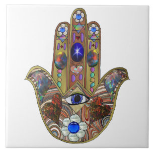 Impressão de Arte Opala Hamsa Judaica Corações Flo