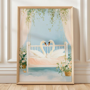 Impressão de Arte para Parede da Família de Cisnes
