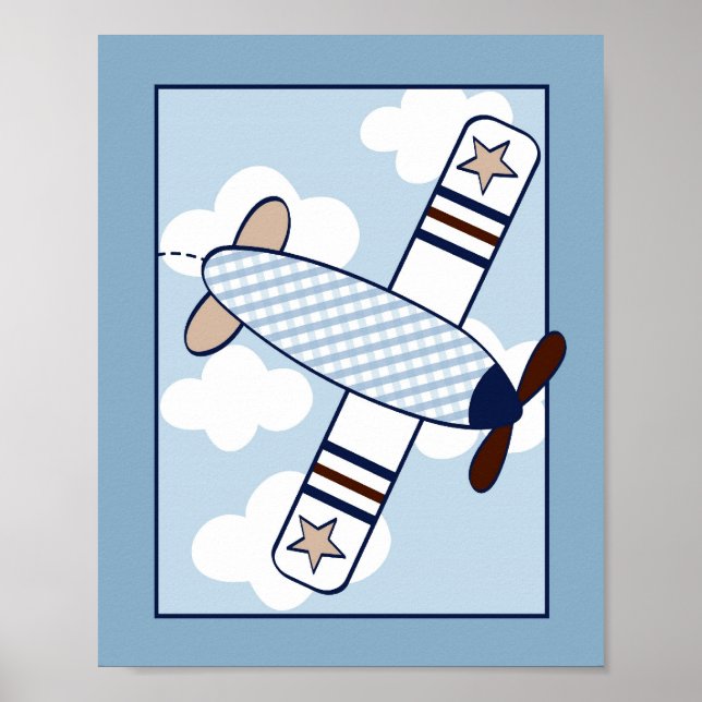 Impressão de Arte para Quarto de Bebê Avião Pequen (Frente)