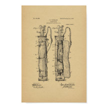 impressão de Arte Patente de Golf Caddy Bag 1905