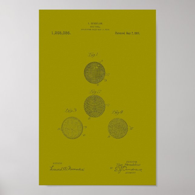 impressão de Arte Patente de Golfe de 1918 (Frente)