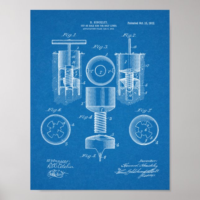 impressão de Arte Patente do Buraco Design da Taça (Frente)