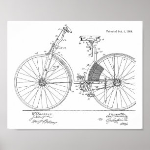 impressão de arte patenteada da bicicleta de 1889