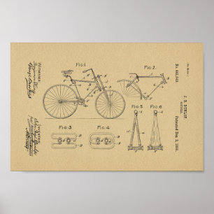 impressão de arte patenteada da bicicleta de 1890