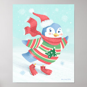 Impressão de Arte Pinguim Pinguim De Ice Azul