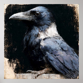 Impressão de Arte Pintura Estilo Vintage de Corvo