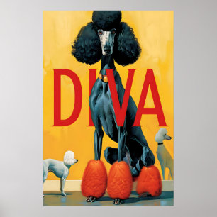 Impressão de Arte Poodle Diva Parede de Cachorro I