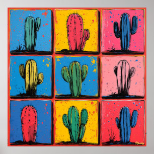 Impressão de Arte Pop de Cacto Vibrante para um To