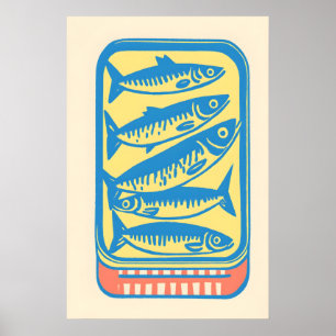 Impressão de Arte Pop Lata de Sardinha Retro Minim
