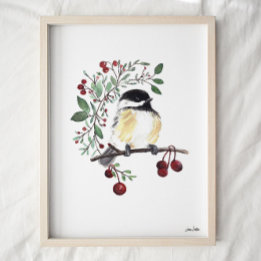 Impressão de Arte por Aquarela em Chickadee