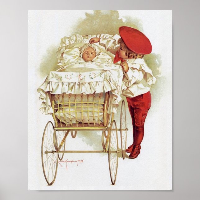 Impressão de Arte por Maud Humphrey Baby em Pram (Frente)