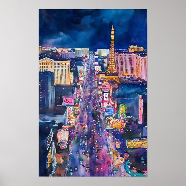 Impressão de Arte Skyline em Las Vegas (Frente)