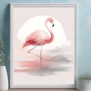 Impressão de Arte Tropical Minimalista Flamingo Ro