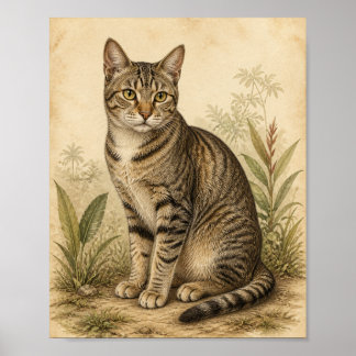 Impressão de Arte Vintage de Gato Doméstico Indoné