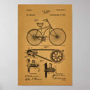 Impressão De Artes De Bicicleta De 1890 Vintage