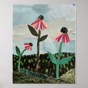 Impressão de Artes de Colagem de ConEFlower Roxo